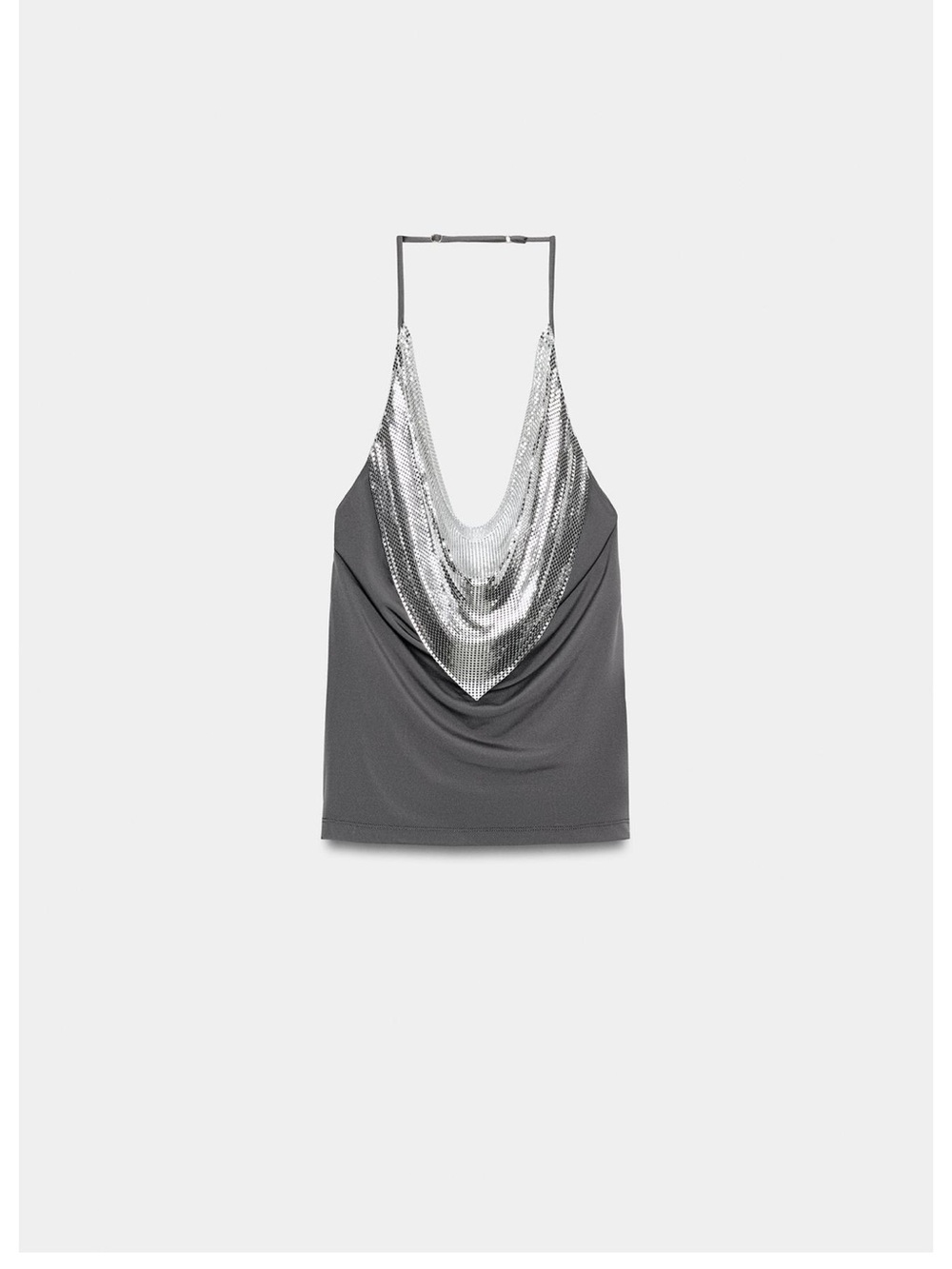 Zara Gray Camisole with Silver Sequin Drape